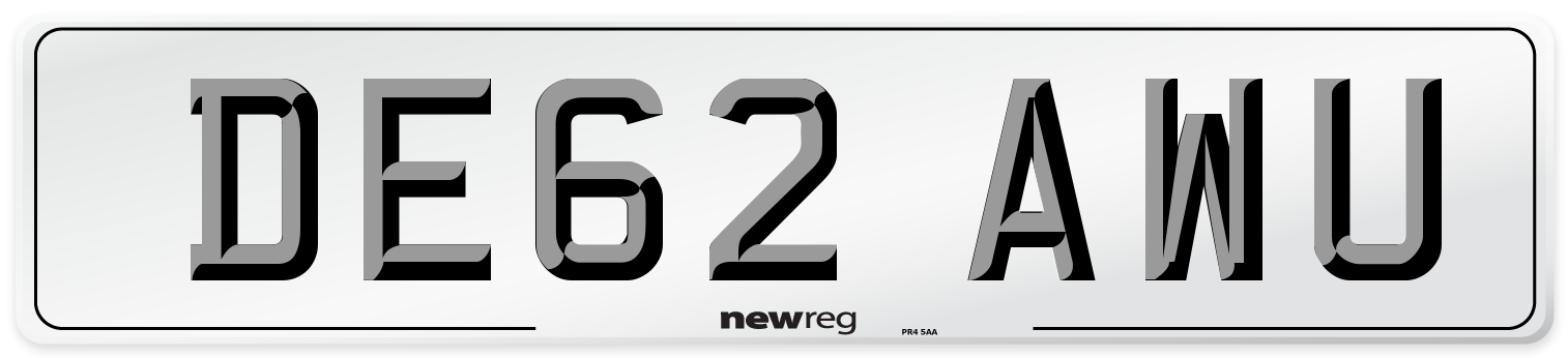 DE62 AWU Number Plate from New Reg